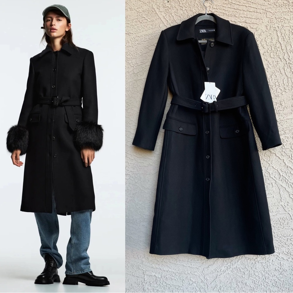 Zara Black Trench Coat - Picture 6 of 11